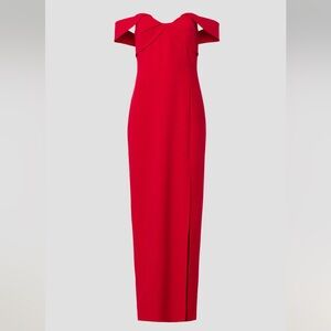 ML Monique Lhuillier Vivian Crepe Grown Red